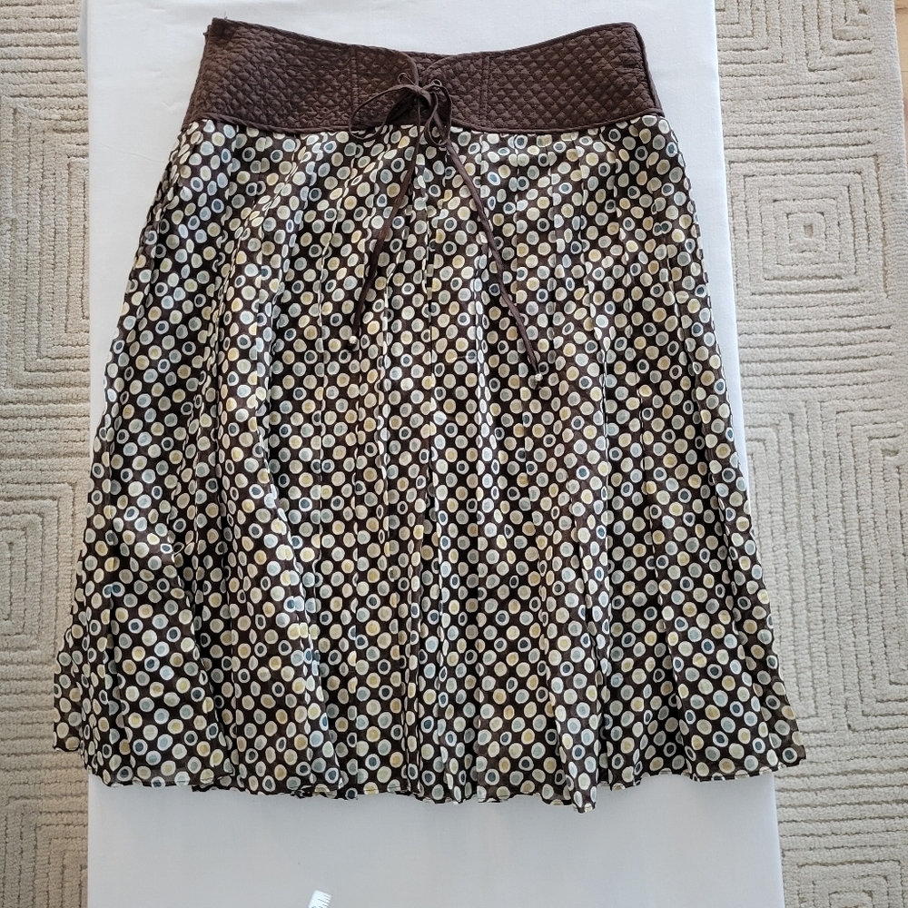 Midi Skirt Quilted Brown Waist ECI New York Size 2 Whimsigoth Boho Chic Retro - Picture 3 of 10